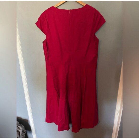 Plus Size Red Cotton Dress Cap Sleeve Casual Comfy Flowy Picnic Lounge 2XL - Picture 3 of 5